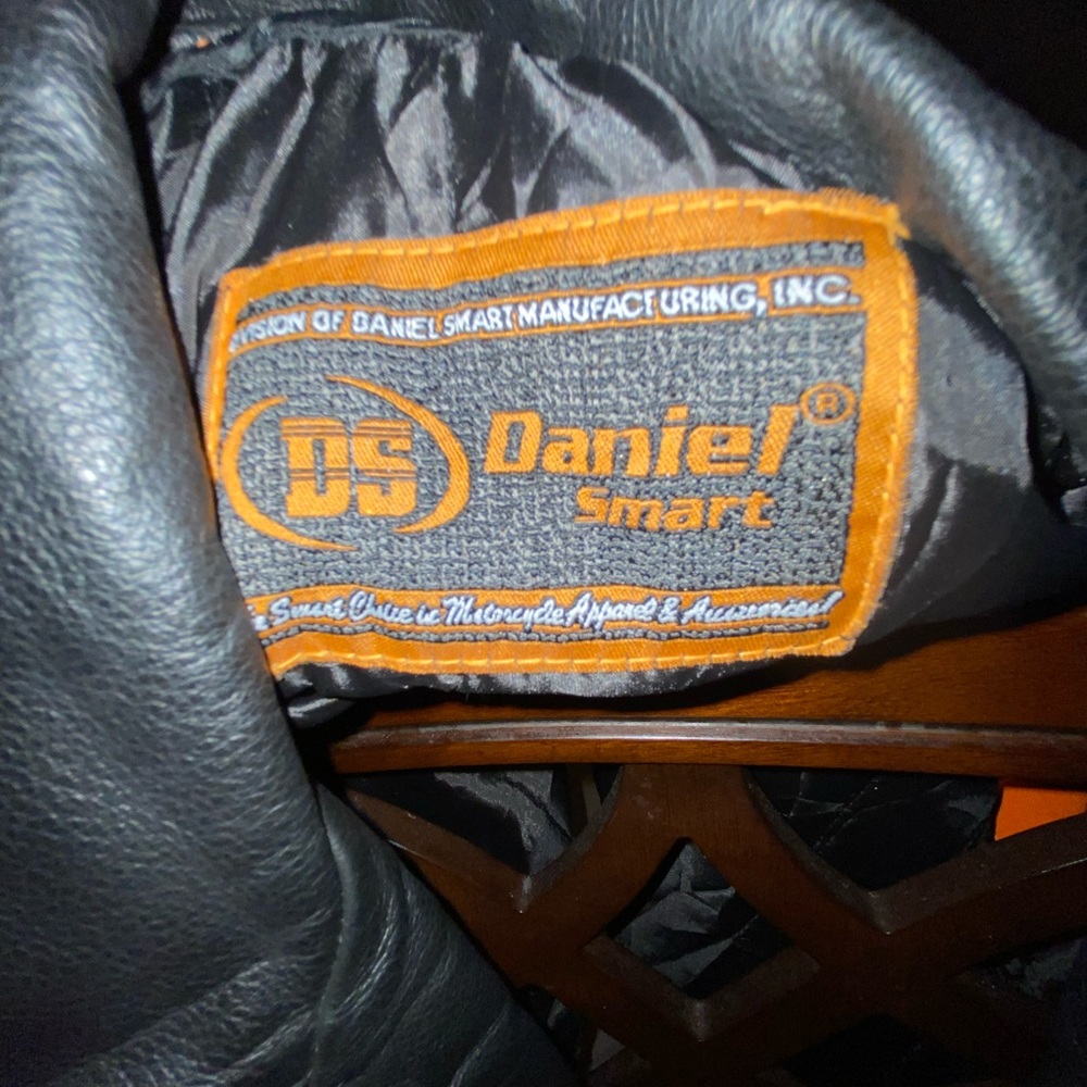 Daniel Smart  Plain Side Police Style Motorcycle Leather Jacket